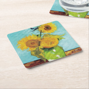 Sunbloemen Vincent van Gogh Vierkante Kartonnen Onderzetter