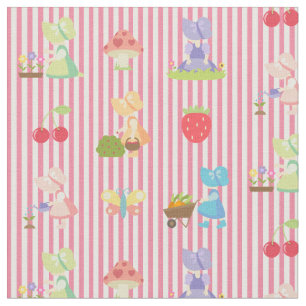 Sunbonnet Sue on Pastel Pink/White Striped Stof