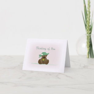 Sunbonnet Teddy Bear Denkt aan je kaart