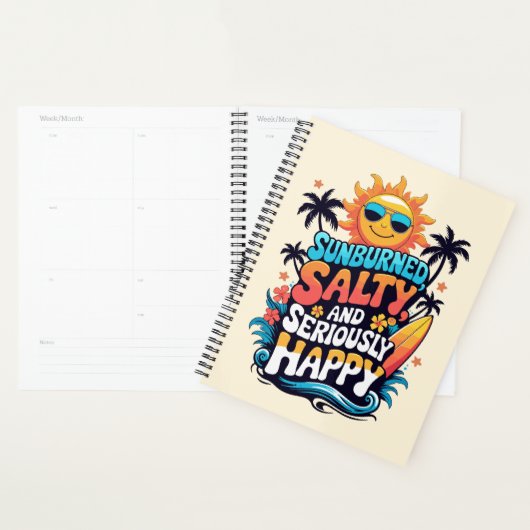 Sunburned Salty and Happy – Retro Beach Vibes (Devant avec enveloppe)