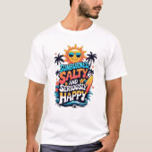 Sunburned Salty and Happy – Retro Beach Vibes T-shirt (Voorkant)