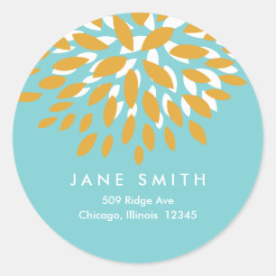 Sunburst-adreslabel Ronde Sticker