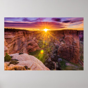 Sunburst bij Canyon de Chelly, AZ Poster