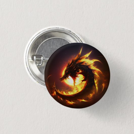 SUNBURST DRAGON RONDE BUTTON 3,2 CM (Voorkant /achterkant)