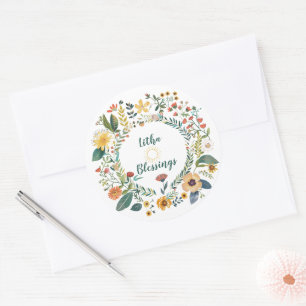 Sunburst en bloemenpatroon Litha Ronde Sticker