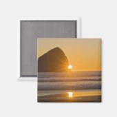 Sunburst en Haystack Rock in Cape Kiwanda Magneet (Voorkant / Achterkant)