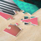 Sunburst Monogram Trendy Geometric Triangles Legpuzzel (Zijkant)
