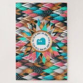 Sunburst Monogram Trendy Geometric Triangles Legpuzzel (Verticaal)