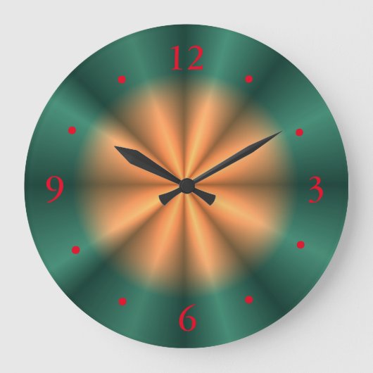 Sunburst Orange Jaune Vert Design> Horloge murale (Recto)