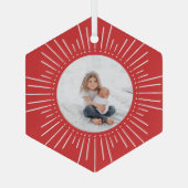 Sunburst Persoonlijke foto | Rood Glas Ornament (Achterkant)