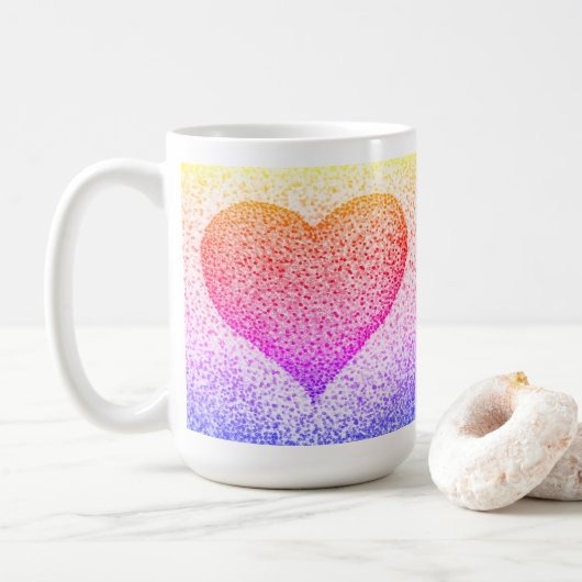Sunburst Pointillism Coeur café Mug (Avec donut)