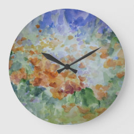 Sunburst Poppies Decorative Wall Clock Grote Klok
