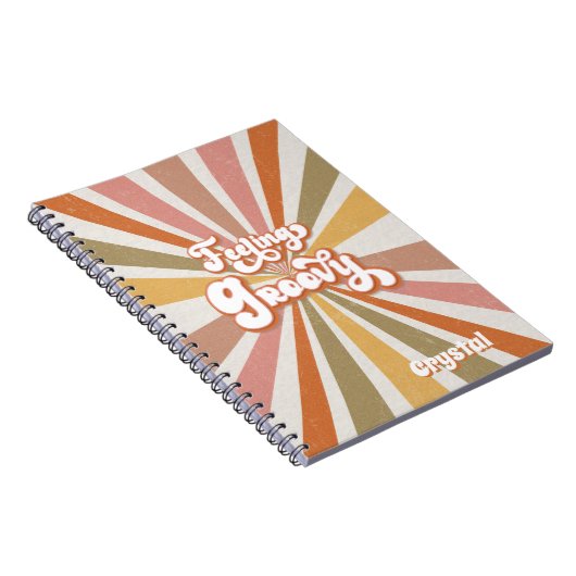 Sunburst Rainbow Retro Hippie 60s Feeling Groovy Notitieboek (Rechterzijde)