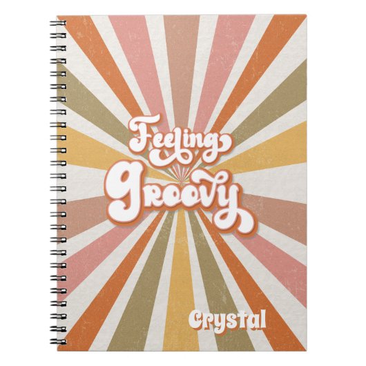 Sunburst Rainbow Retro Hippie 60s Feeling Groovy Notitieboek (Voorkant)