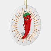 Sunburst Red Hot Pepper Diva Keramisch Ornament (Rechts)