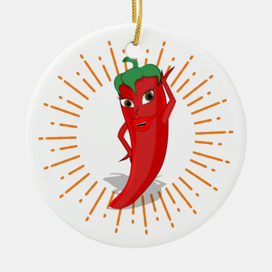 Sunburst Red Hot Pepper Diva Keramisch Ornament (Voorkant)