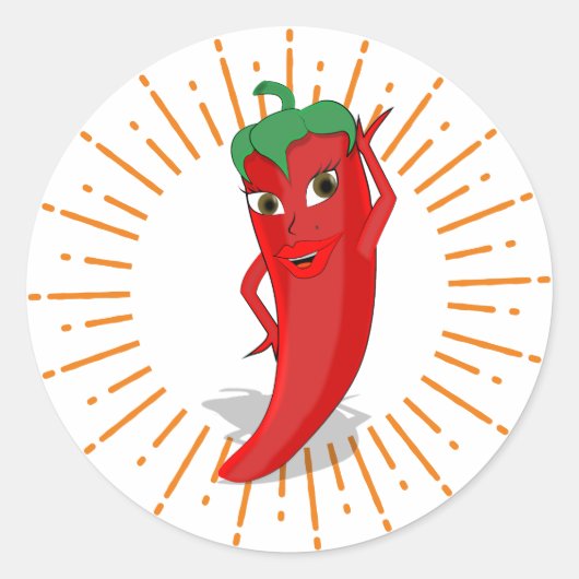 Sunburst Red Hot Pepper Diva Ronde Sticker (Voorkant)