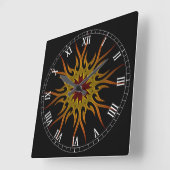 Sunburst Sun Rays Roman Numeral Clock Vierkante Klok (Hoek)