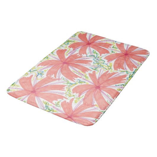 Sunburst Tropical Flower Pattern Bath Mat (Gekanteld)