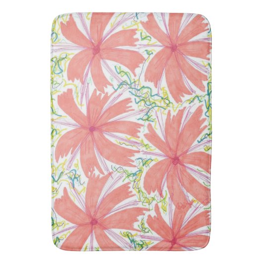 Sunburst Tropical Flower Pattern Bath Mat (Voorkant Verticaal)