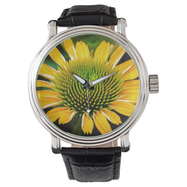 Sunburst Yellow Coneflower Horloge (Voorkant)