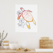 Sunburst Zee Turtle Poster (Keuken)