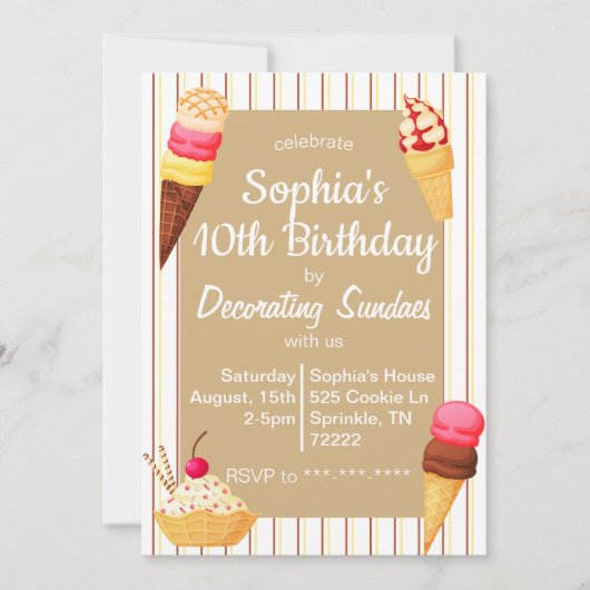 Sundae Décoration Invitation d'anniversaire (Devant)