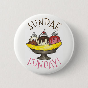 SUNDAE FUNDAY Banana Split Ice Cream Social Ronde Button 5,7 Cm