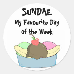 Sundae mijn favoriete dag... ronde sticker