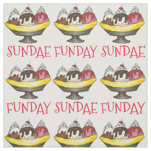 SUNDAE (ZONDAG) FUNDAY Ice Cream Banana Split Food Stof