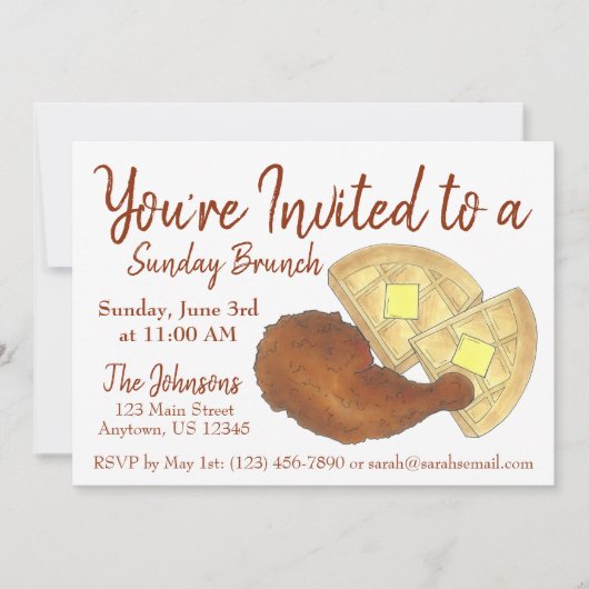 Sunday Breakfast Brunch Chicken and Waffles Kaart (Voorkant)