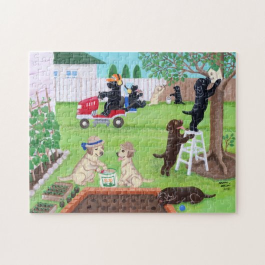 Sunday Fun Labradors schilderen Legpuzzel (Horizontaal)