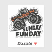 Sunday Funday Gorilla Monster Truck Funny Sticker (Feuille)