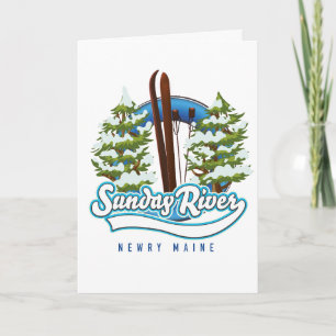 Sunday River Newry Maine ski logo Feestdagen Kaart