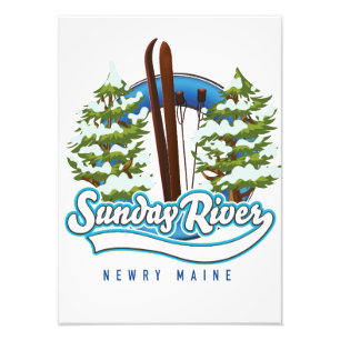 Sunday River Newry Maine ski logo Foto Afdruk