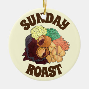 Sunday Roast Dinner British UK Food Medium Potates Keramisch Ornament