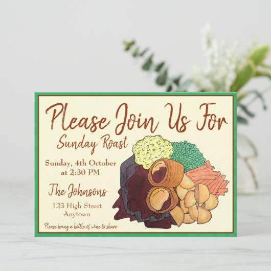 Sunday Roast Dinner Party UK British Food Kaart (Staand voorkant)