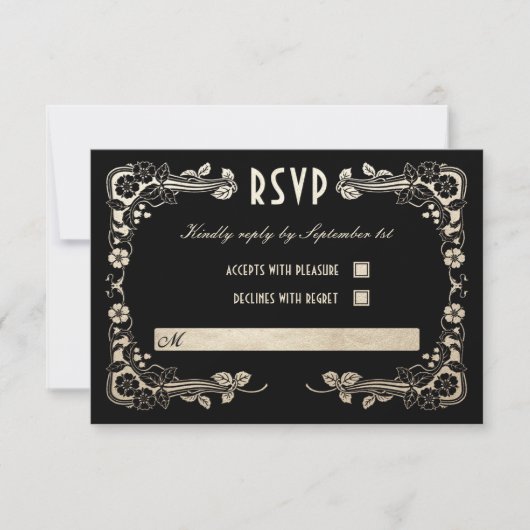 Sundial Garden Wedding Cartes RSVP Gold Foil (Devant)