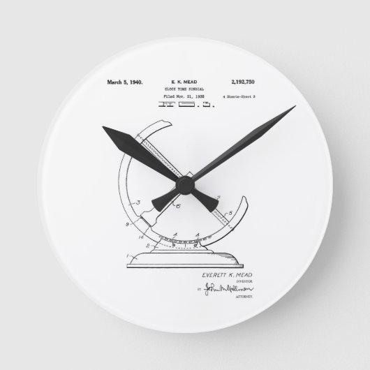 Sundial Patent Ronde Klok (Voorkant)