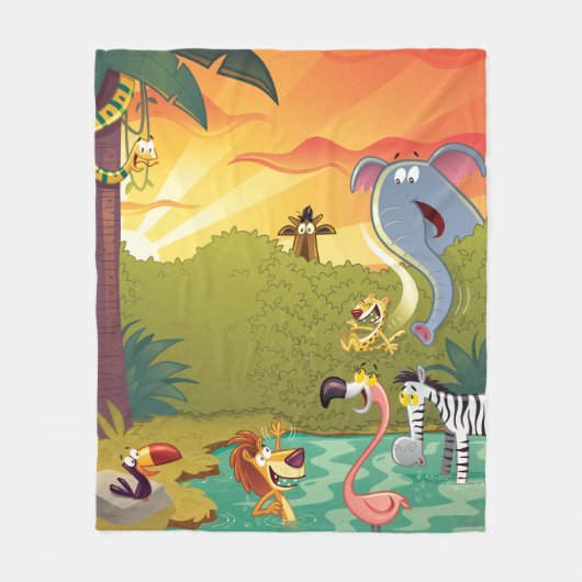 Sundown at the Water Hole Fleece Deken (Voorkant)