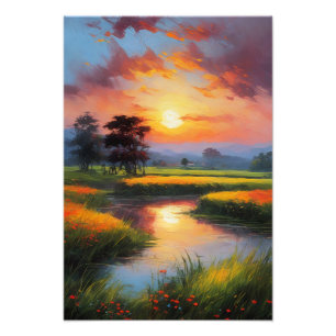 Sundown Serenity, Kleuren van het moeras Foto Afdruk