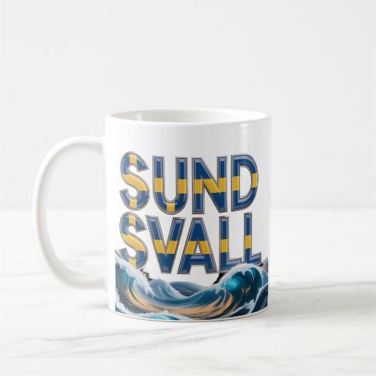 Sundsvall Artistic Ocean Waves Ceramic Mug (Gauche)