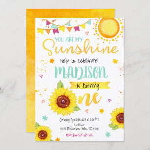 Sunflower 1er Anniversaire Invitation pour une fil