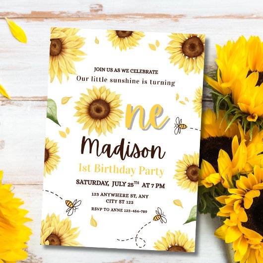 Sunflower 1er Invitation anniversaire, Sunshine Be