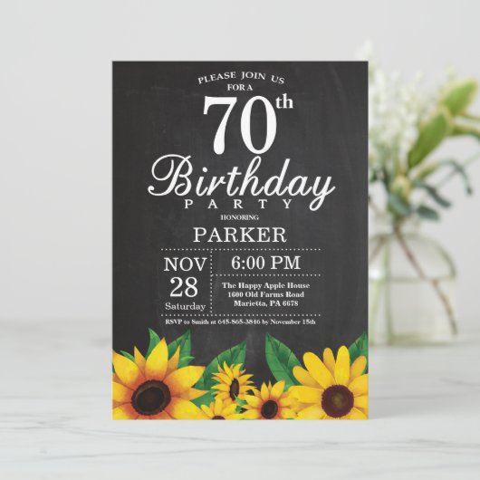 Sunflower 70e anniversaire Invitation (Debout devant)