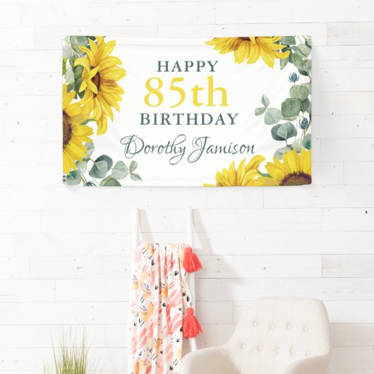 Sunflower 85th Birthday Party Spandoek (Insitu)