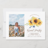 Sunflower Afstuderen Invitation, Foto Afstudeerder Kaart (Voorkant)