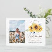 Sunflower Afstuderen Invitation, Foto Afstudeerder Kaart (Staand voorkant)