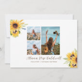 Sunflower Afstuderen Invitation, Foto Afstudeerder Kaart (Achterkant)