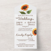 Sunflower All in One Wedding Invitation All In One Uitnodiging (Binnen)